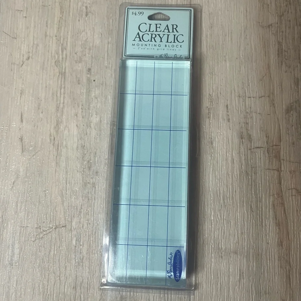 Stampabilities Stampology lot of 3 Acrylic Mounting Block Grid Lines quilt stamp